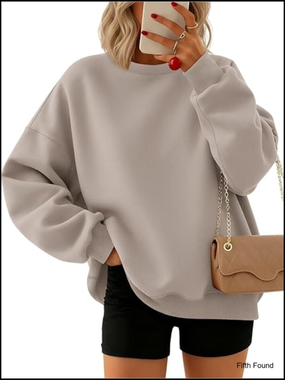 Oversized Crewneck Sweatshirt for Women Cozy Fall Winter Pullover